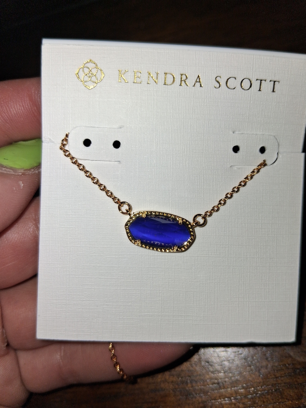 NWT Kendra Scott Rose Gold Necklace with Cobalt Blue Stone - Picture 2 of 4